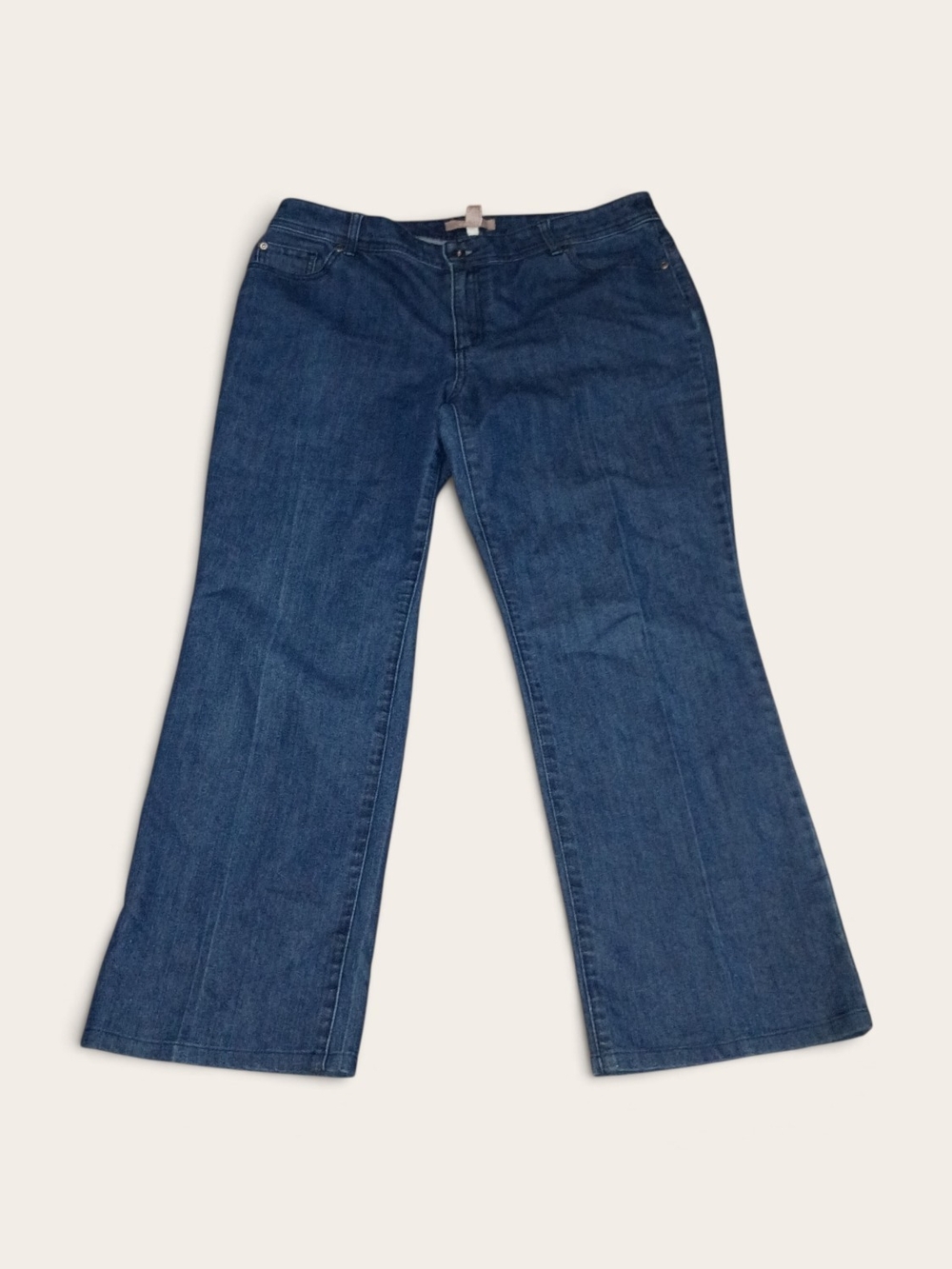 Chico's Platinum Jeans Women's Sz 2.5/US14 Dark Wash Straight Rhinestone Pockets